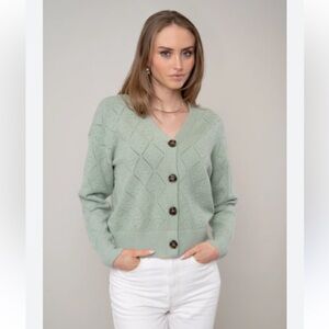Cyrus diamond stitch Knit Button Cardigan